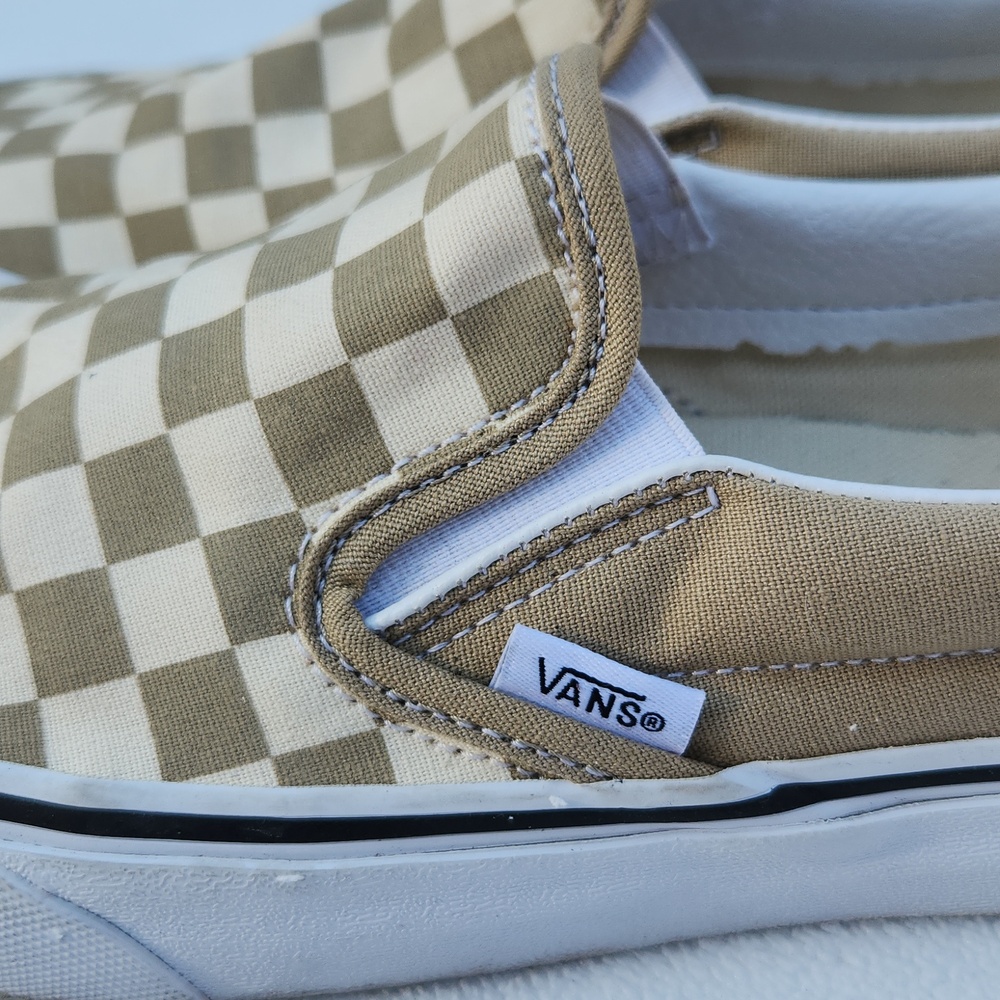 Vans Classic Slip-On Checkerboard – Desert Taupe/Tan Size 8.5 - Picture 4 of 8